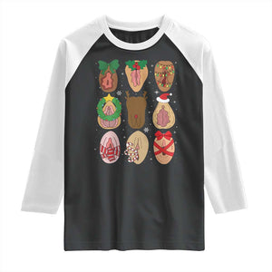 Funny Naughty Christmas Dirty Xmas Adult Humor Raglan Shirt TS11 Black White Print Your Wear