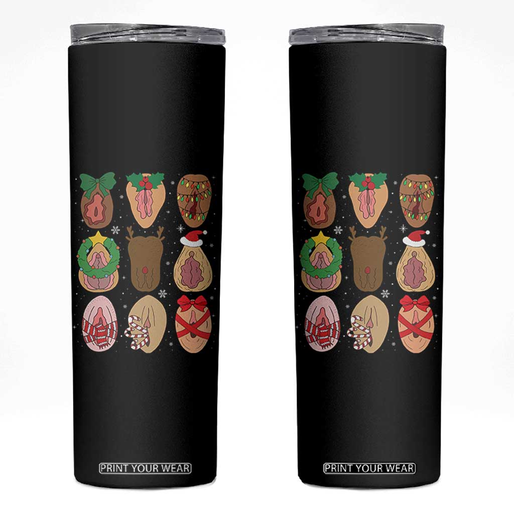 Funny Naughty Christmas Dirty Xmas Adult Humor Skinny Tumbler TS11 Black Print Your Wear