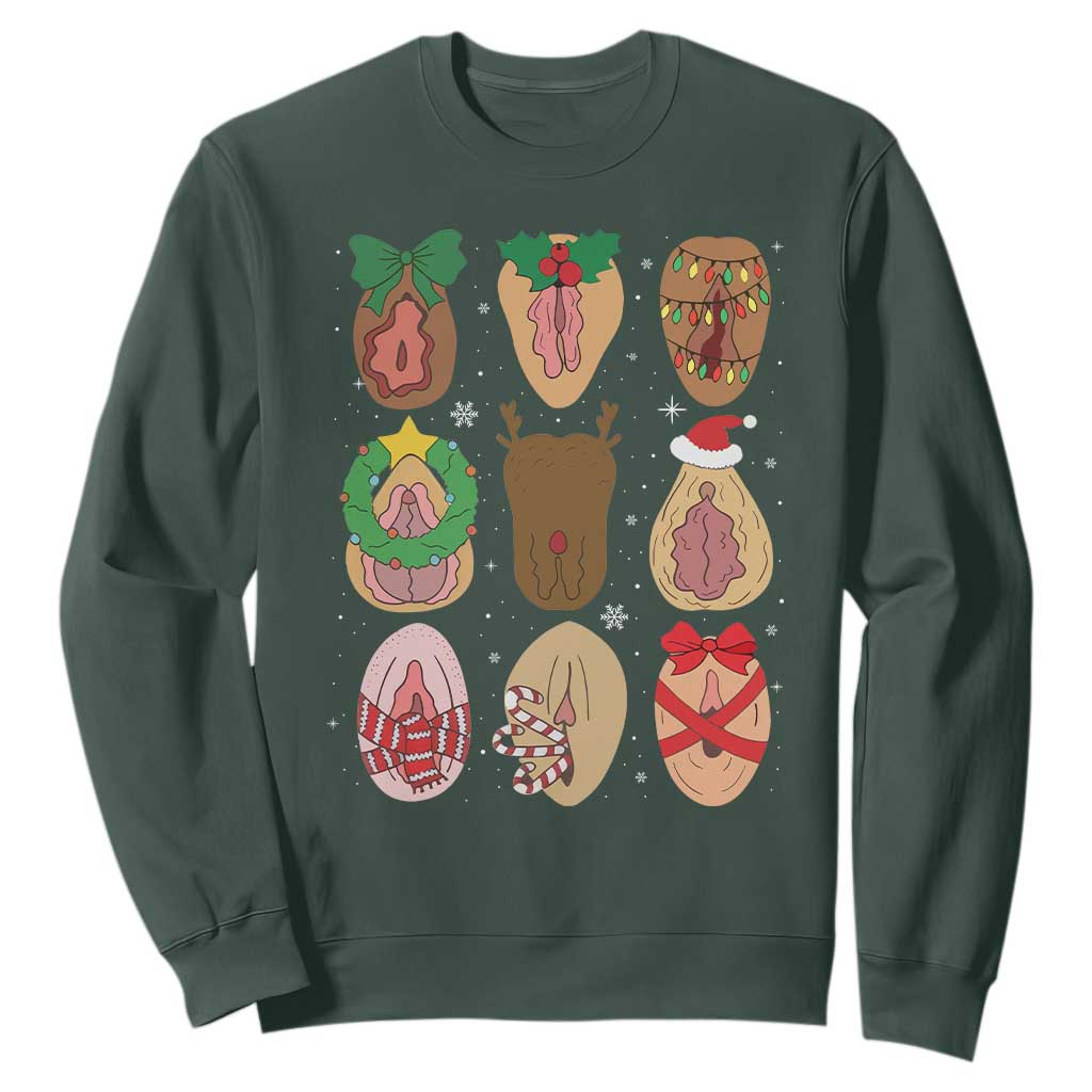 Funny Naughty Christmas Dirty Xmas Adult Humor Sweatshirt TS11 Dark Forest Green Print Your Wear