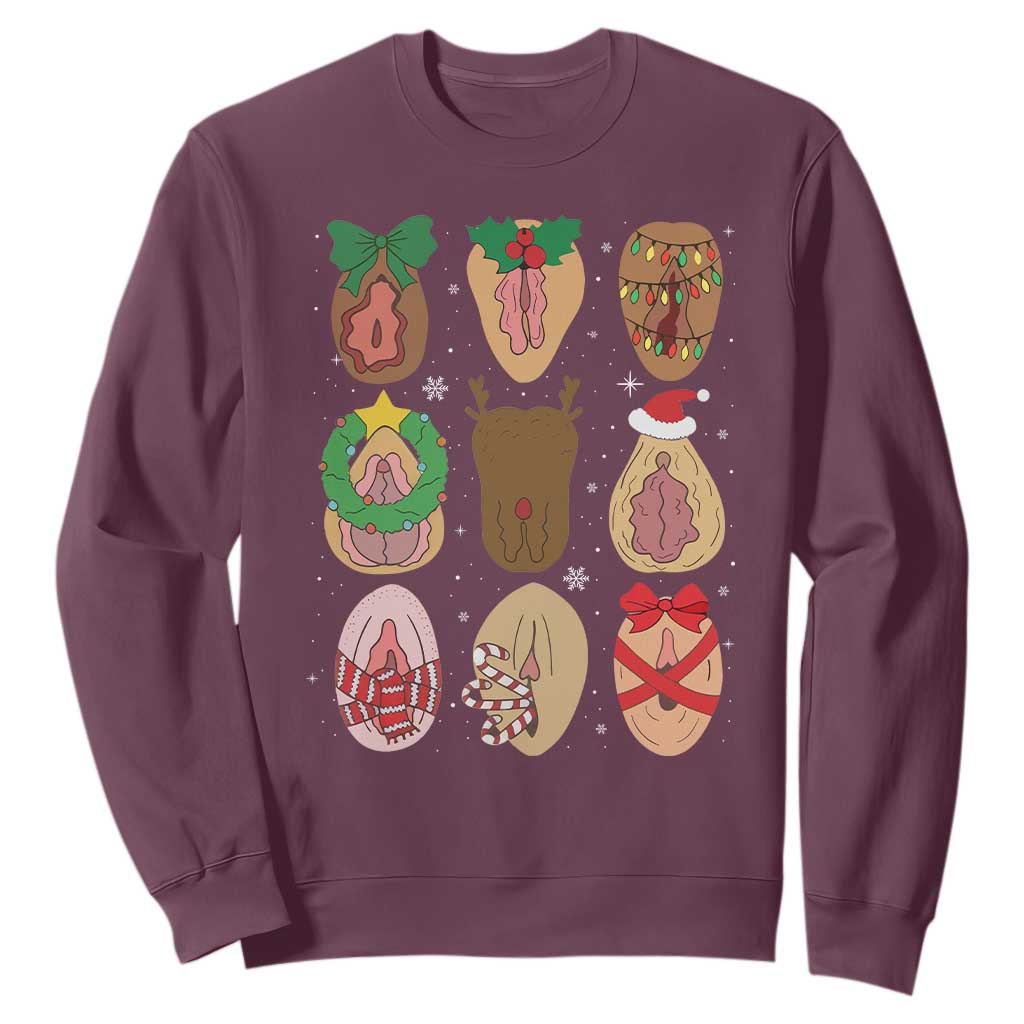 Funny Naughty Christmas Dirty Xmas Adult Humor Sweatshirt TS11 Maroon Print Your Wear