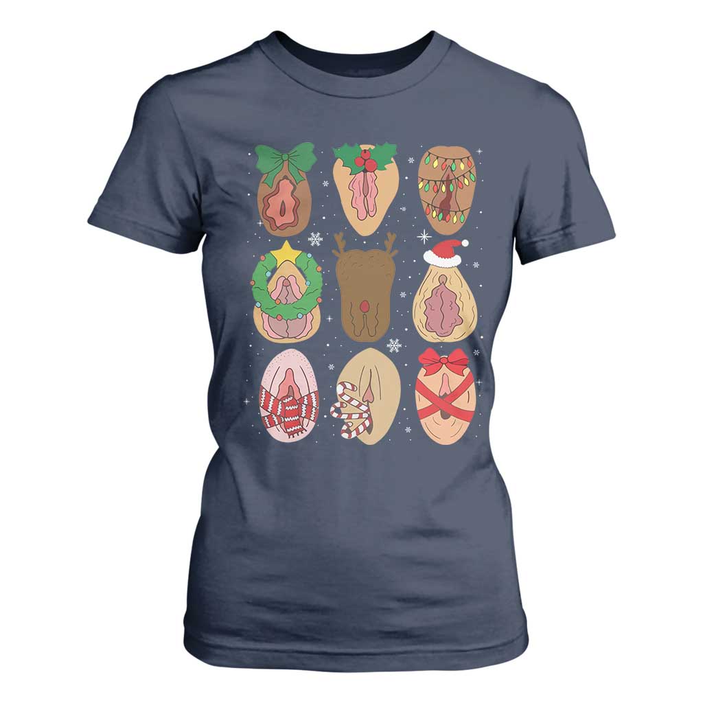 Funny Naughty Christmas Dirty Xmas Adult Humor T Shirt For Women TS11 Navy Print Your Wear