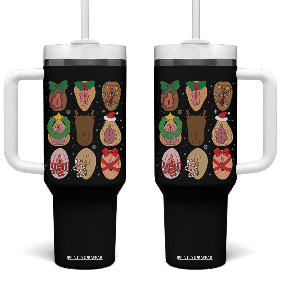 Funny Naughty Christmas Dirty Xmas Adult Humor Tumbler With Handle TS11 One Size: 40 oz Black Print Your Wear