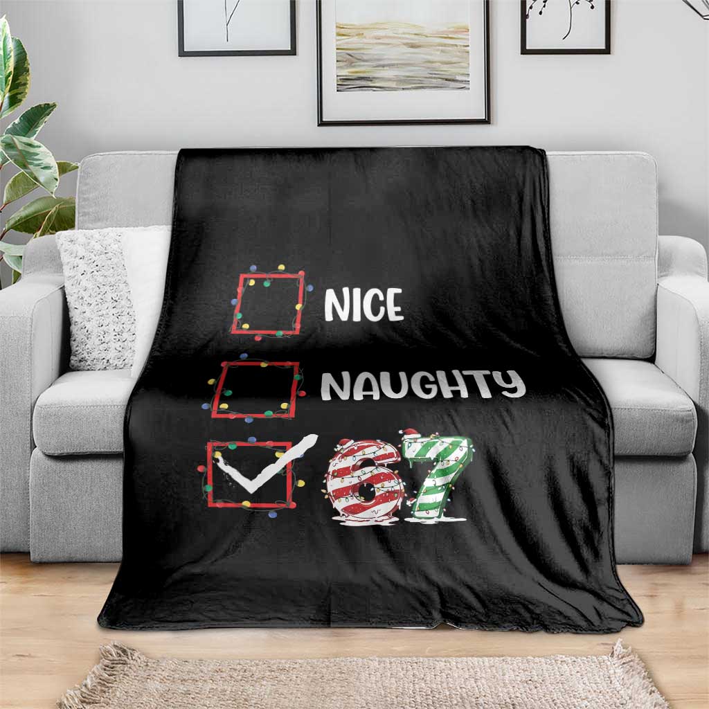 Funny Nice Naughty 67 Throw Blanket Christmas Six Seven Meme Brainrot TS11 Print Your Wear