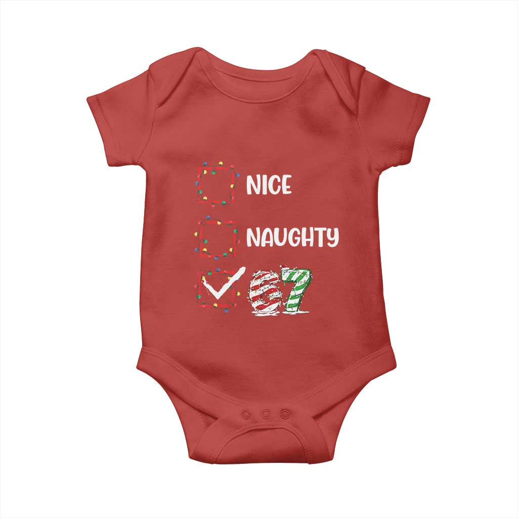 Funny Nice Naughty 67 Baby Onesie Christmas Six Seven Meme Brainrot TS11 Red Print Your Wear