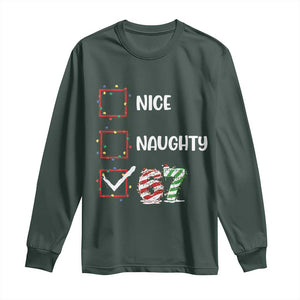 Funny Nice Naughty 67 Long Sleeve Shirt Christmas Six Seven Meme Brainrot TS11 Dark Forest Green Print Your Wear