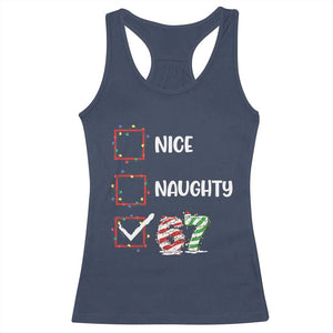 Funny Nice Naughty 67 Racerback Tank Top Christmas Six Seven Meme Brainrot TS11 Navy Print Your Wear