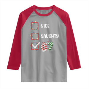 Funny Nice Naughty 67 Raglan Shirt Christmas Six Seven Meme Brainrot TS11 Sport Gray Red Print Your Wear