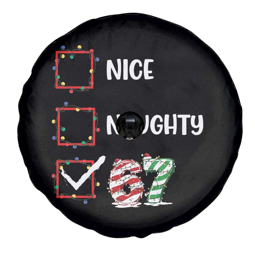Funny Nice Naughty 67 Spare Tire Cover Christmas Six Seven Meme Brainrot TS11 Print Your Wear