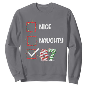 Funny Nice Naughty 67 Sweatshirt Christmas Six Seven Meme Brainrot TS11 Charcoal Print Your Wear