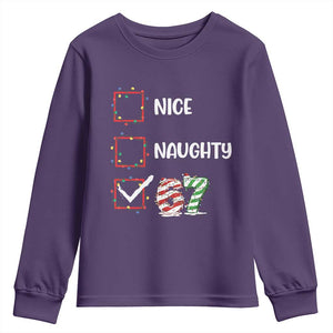 Funny Nice Naughty 67 Youth Sweatshirt Christmas Six Seven Meme Brainrot TS11 Purple Print Your Wear