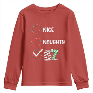 Funny Nice Naughty 67 Youth Sweatshirt Christmas Six Seven Meme Brainrot TS11 Red Print Your Wear