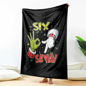 Funny Six Seven Christmas Throw Blanket 67 Meme Xmas Santa Elf Hand Gen Alpha TS11 Print Your Wear