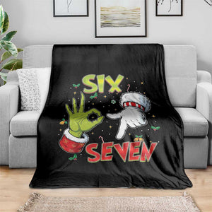 Funny Six Seven Christmas Throw Blanket 67 Meme Xmas Santa Elf Hand Gen Alpha TS11 Print Your Wear