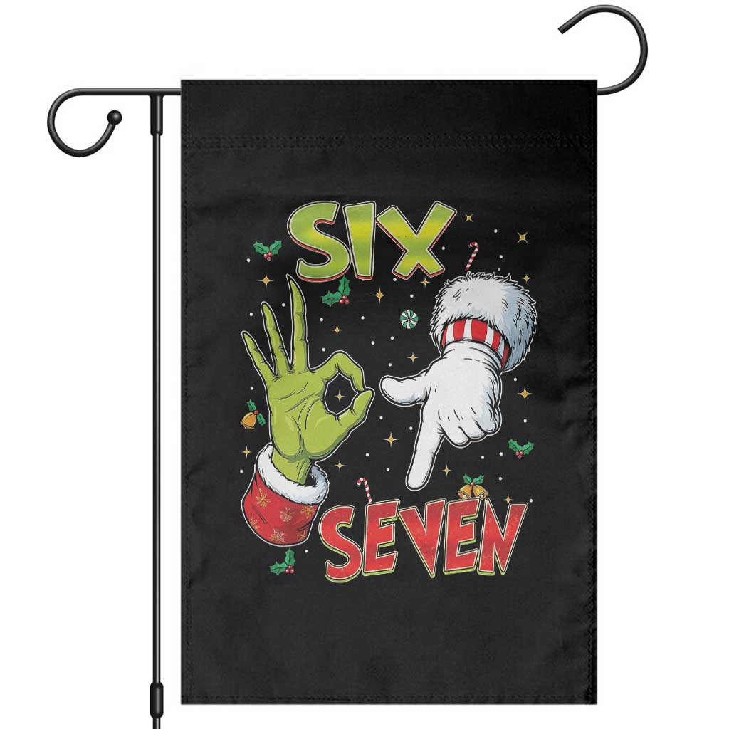 Funny Six Seven Christmas Garden Flag 67 Meme Xmas Santa Elf Hand Gen Alpha TS11 Black Print Your Wear