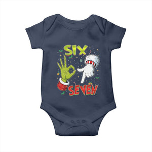 Funny Six Seven Christmas Baby Onesie 67 Meme Xmas Santa Elf Hand Gen Alpha TS11 Navy Print Your Wear