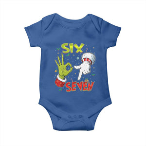 Funny Six Seven Christmas Baby Onesie 67 Meme Xmas Santa Elf Hand Gen Alpha TS11 Royal Blue Print Your Wear