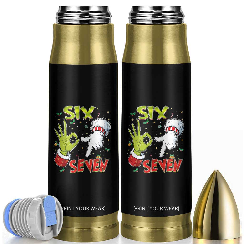 Funny Six Seven Christmas Bullet Tumbler 67 Meme Xmas Santa Elf Hand Gen Alpha TS11 Black Print Your Wear