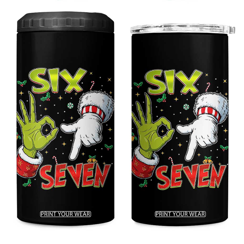 Funny Six Seven Christmas 4 in 1 Can Cooler Tumbler 67 Meme Xmas Santa Elf Hand Gen Alpha TS11 One Size: 16 oz Black Print Your Wear