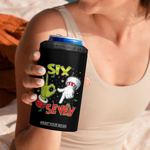 Funny Six Seven Christmas 4 in 1 Can Cooler Tumbler 67 Meme Xmas Santa Elf Hand Gen Alpha TS11 Print Your Wear