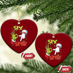 Funny Six Seven Xmas Ceramic Ornament 67 Meme Xmas Santa Elf Hand Gen Alpha TS11 Print Your Wear