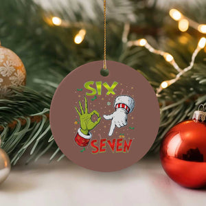 Funny Six Seven Xmas Ceramic Ornament 67 Meme Xmas Santa Elf Hand Gen Alpha TS11 1pc Mocha Print Your Wear