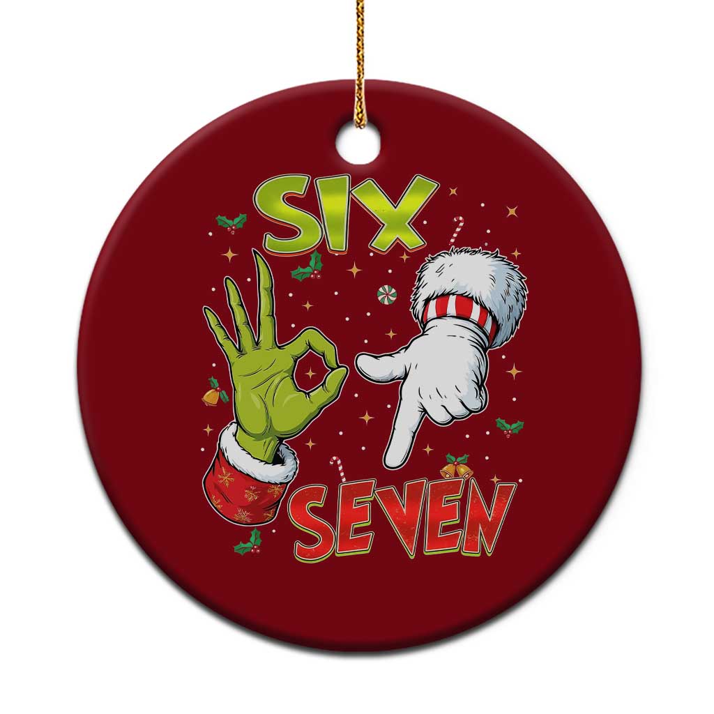 Funny Six Seven Xmas Ceramic Ornament 67 Meme Xmas Santa Elf Hand Gen Alpha TS11 1pc Red Print Your Wear