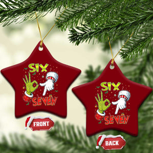 Funny Six Seven Xmas Ceramic Ornament 67 Meme Xmas Santa Elf Hand Gen Alpha TS11 Print Your Wear