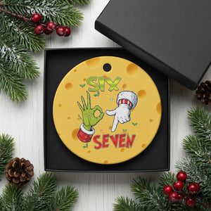 Funny Six Seven Xmas Ceramic Ornament 67 Meme Xmas Santa Elf Hand Gen Alpha TS11 1pc Yellow Cheese Print Your Wear