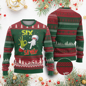 Funny Six Seven Xmas Ugly Christmas Sweater 67 Meme Xmas Santa Elf Hand Gen Alpha TS11 Red Green Print Your Wear