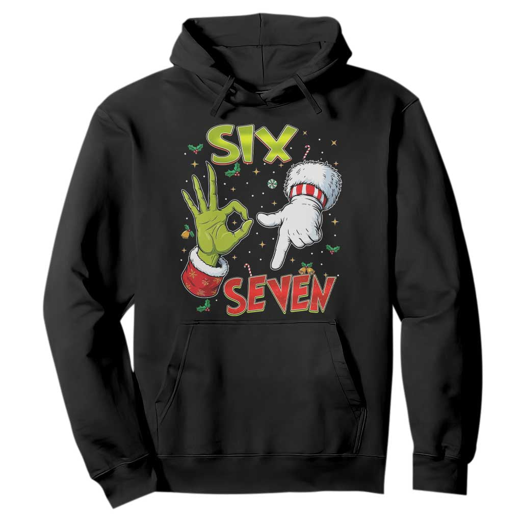 Funny Six Seven Christmas Hoodie 67 Meme Xmas Santa Elf Hand Gen Alpha TS11 Black Print Your Wear