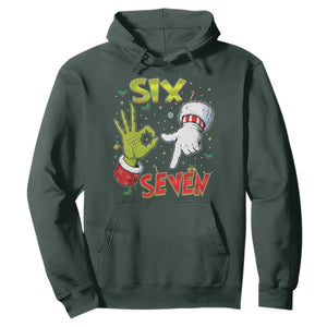 Funny Six Seven Christmas Hoodie 67 Meme Xmas Santa Elf Hand Gen Alpha TS11 Dark Forest Green Print Your Wear