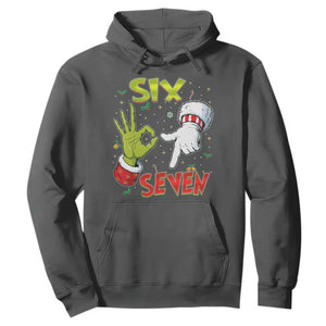 Funny Six Seven Christmas Hoodie 67 Meme Xmas Santa Elf Hand Gen Alpha TS11 Dark Heather Print Your Wear