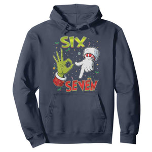 Funny Six Seven Christmas Hoodie 67 Meme Xmas Santa Elf Hand Gen Alpha TS11 Navy Print Your Wear