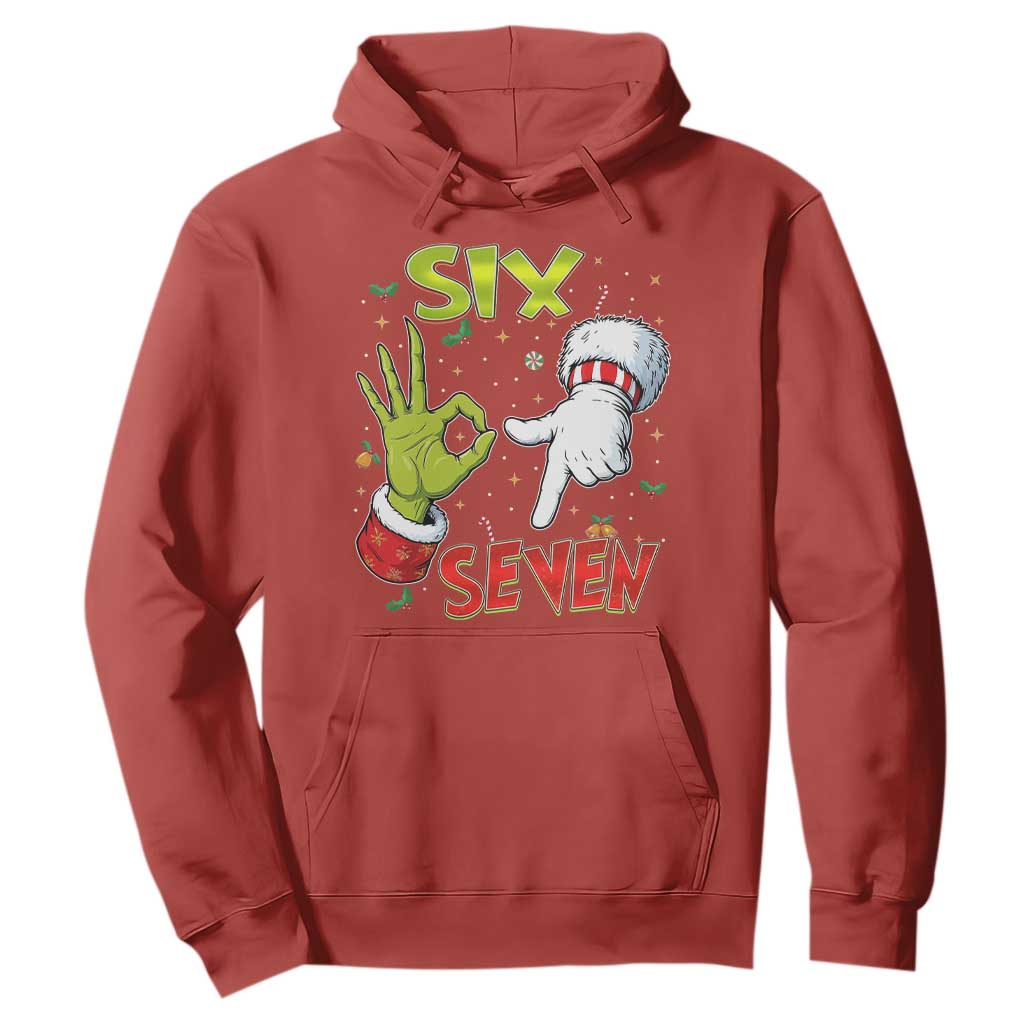 Funny Six Seven Christmas Hoodie 67 Meme Xmas Santa Elf Hand Gen Alpha TS11 Red Print Your Wear