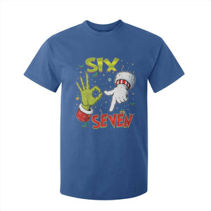Funny Six Seven Christmas T Shirt For Kid 67 Meme Xmas Santa Elf Hand Gen Alpha TS11 Royal Blue Print Your Wear