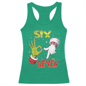 Funny Six Seven Christmas Racerback Tank Top 67 Meme Xmas Santa Elf Hand Gen Alpha TS11 Irish Green Print Your Wear