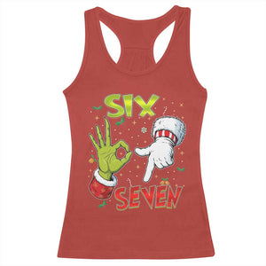 Funny Six Seven Christmas Racerback Tank Top 67 Meme Xmas Santa Elf Hand Gen Alpha TS11 Red Print Your Wear