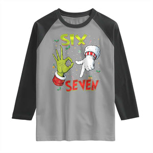 Funny Six Seven Christmas Raglan Shirt 67 Meme Xmas Santa Elf Hand Gen Alpha TS11 Sport Gray Black Print Your Wear