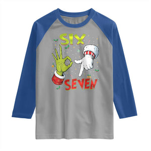 Funny Six Seven Christmas Raglan Shirt 67 Meme Xmas Santa Elf Hand Gen Alpha TS11 Sport Gray Royal Print Your Wear