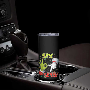 Funny Six Seven Christmas Skinny Tumbler 67 Meme Xmas Santa Elf Hand Gen Alpha TS11 Print Your Wear