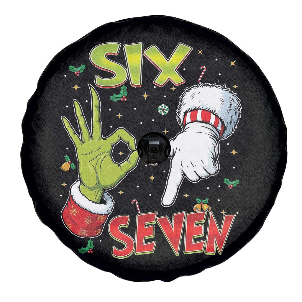 Funny Six Seven Christmas Spare Tire Cover 67 Meme Xmas Santa Elf Hand Gen Alpha TS11 Print Your Wear