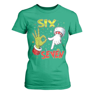 Funny Six Seven Christmas T Shirt For Women 67 Meme Xmas Santa Elf Hand Gen Alpha TS11 Irish Green Print Your Wear