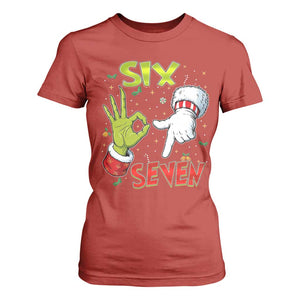 Funny Six Seven Christmas T Shirt For Women 67 Meme Xmas Santa Elf Hand Gen Alpha TS11 Red Print Your Wear