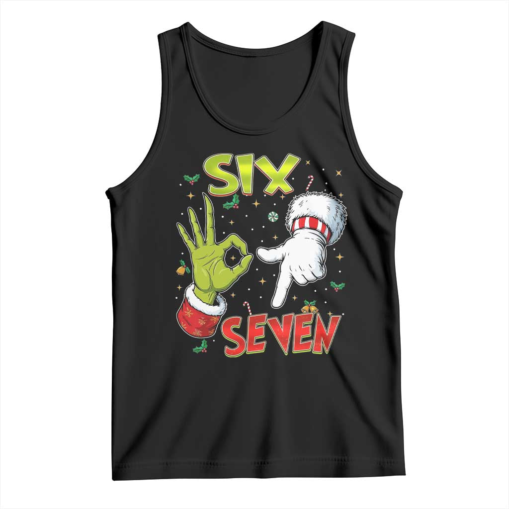 Funny Six Seven Christmas Tank Top 67 Meme Xmas Santa Elf Hand Gen Alpha TS11 Black Print Your Wear