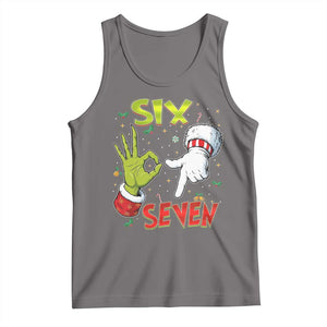 Funny Six Seven Christmas Tank Top 67 Meme Xmas Santa Elf Hand Gen Alpha TS11 Deep Heather Print Your Wear