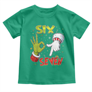 Funny Six Seven Christmas Toddler T Shirt 67 Meme Xmas Santa Elf Hand Gen Alpha TS11 Irish Green Print Your Wear