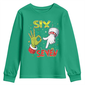 Funny Six Seven Christmas Youth Sweatshirt 67 Meme Xmas Santa Elf Hand Gen Alpha TS11 Irish Green Print Your Wear