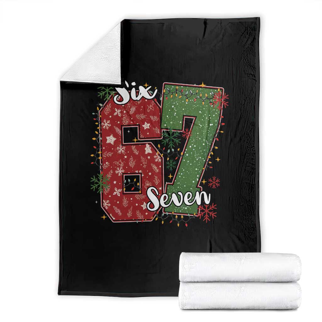 67 Christmas Throw Blanket Funny Six Seven Meme Gen Alpha Slang Snowflake TS11 Black Print Your Wear