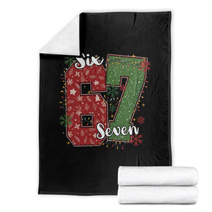 67 Christmas Throw Blanket Funny Six Seven Meme Gen Alpha Slang Snowflake TS11 Black Print Your Wear
