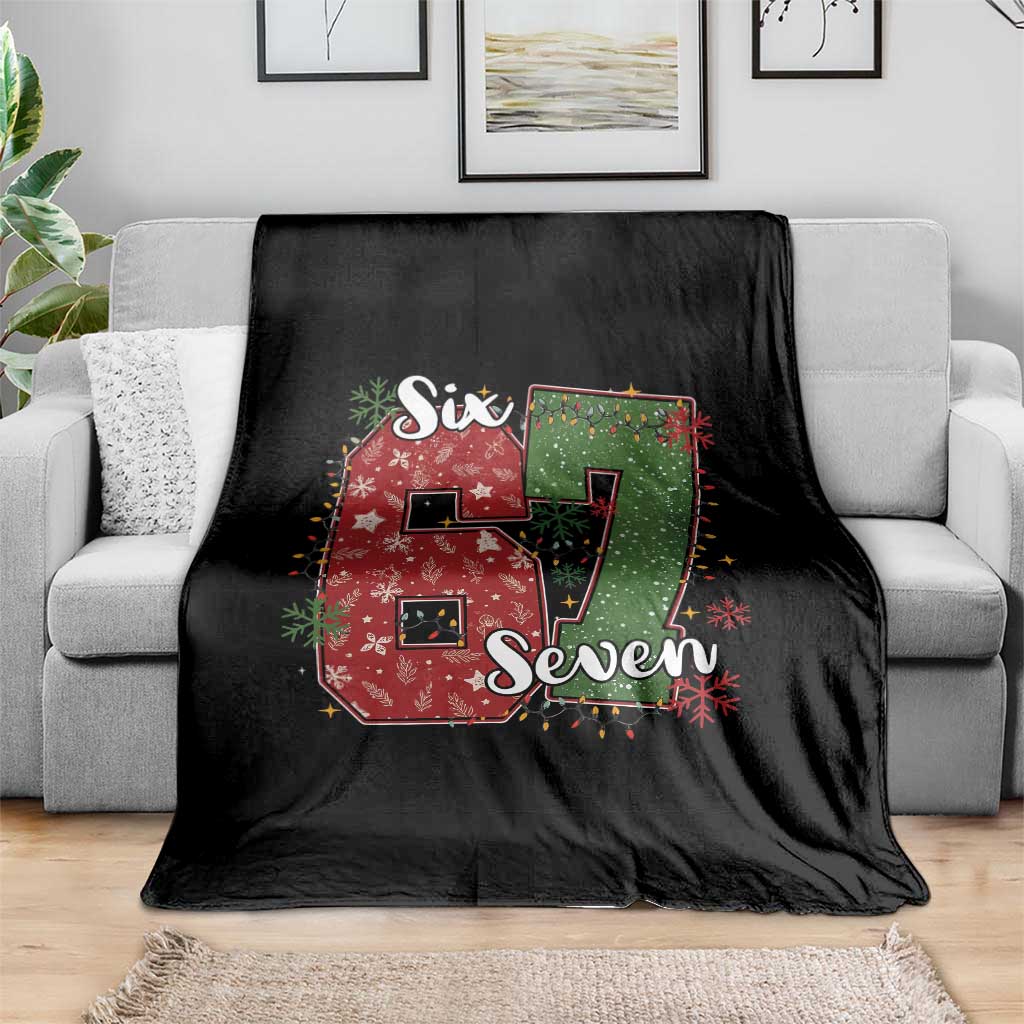 67 Christmas Throw Blanket Funny Six Seven Meme Gen Alpha Slang Snowflake TS11 Print Your Wear